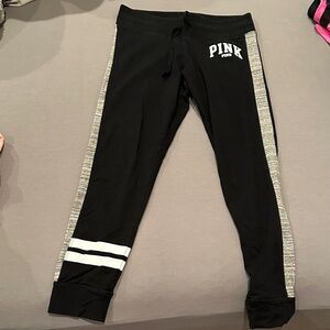 PINK Victoria's Secret Kids Black Joggers with White and Gray Accents